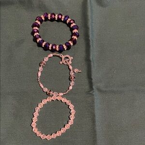 Elegant Purple and Pink Beaded Bracelet Set